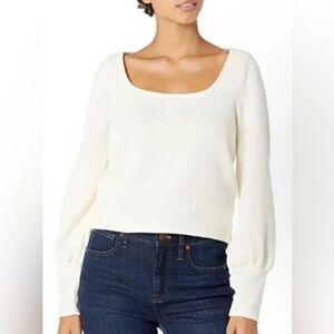 Madewell Ottoman Rib Square-Neck Top, Antique Cream, sz L